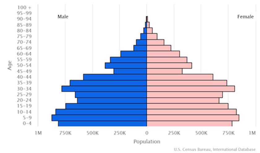 カンボジアの人口ピラミッド